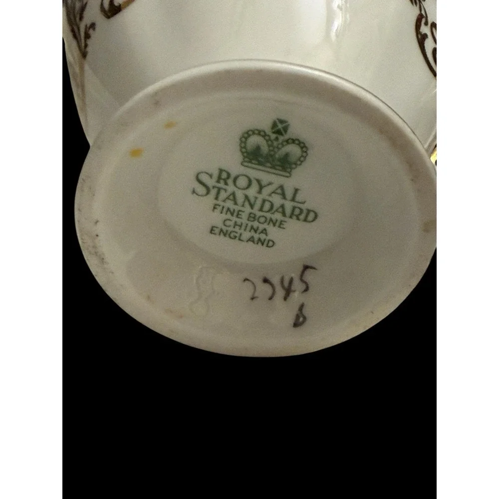 Royal Standard Gold  W/purple Flowers Teacup and Saucer Vintage